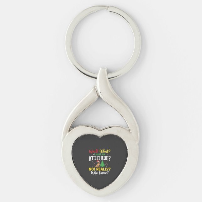 Christmas Dog Attitude Humour Key Ring (Front)
