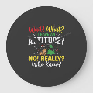 Christmas Dog Attitude Humour Large Clock