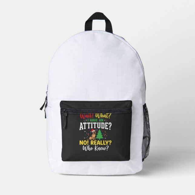 Christmas Dog Attitude Humour Printed Backpack (Front)