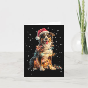 Christmas Dog Australian Shepherd Santa Xmas Women Card