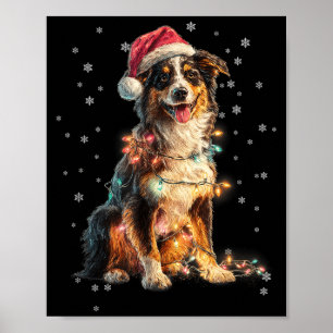 Christmas Dog Australian Shepherd Santa Xmas Women Poster