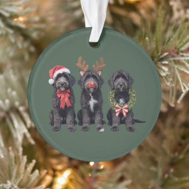 Christmas Dog Black Goldendoodle Doodle Mom Winter Ornament (Tree)