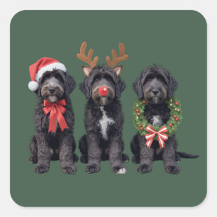Christmas Dog Black Goldendoodle Doodle Mom Winter Square Sticker