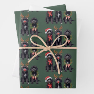 Christmas Dog Black Goldendoodle Doodle Mum Winter Wrapping Paper Sheet