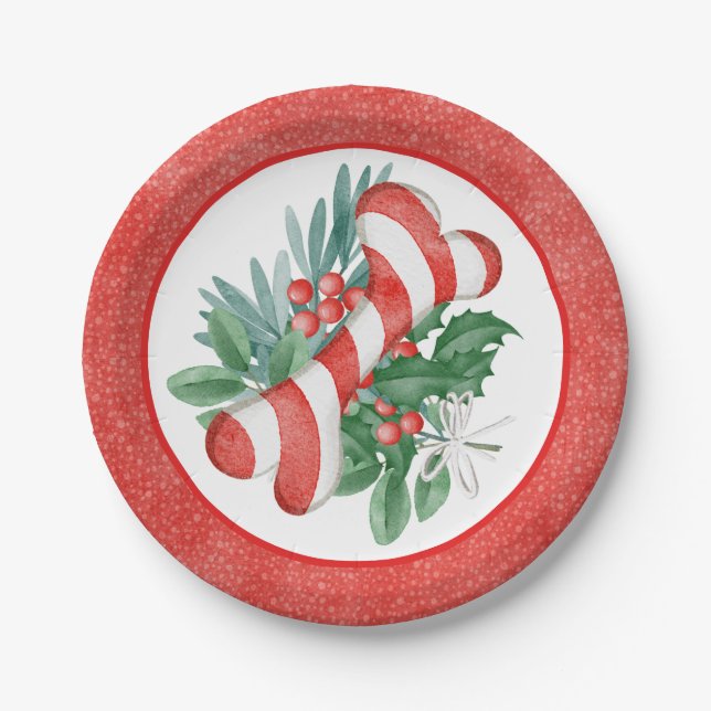 Christmas Dog Bone  Paper Plate (Front)