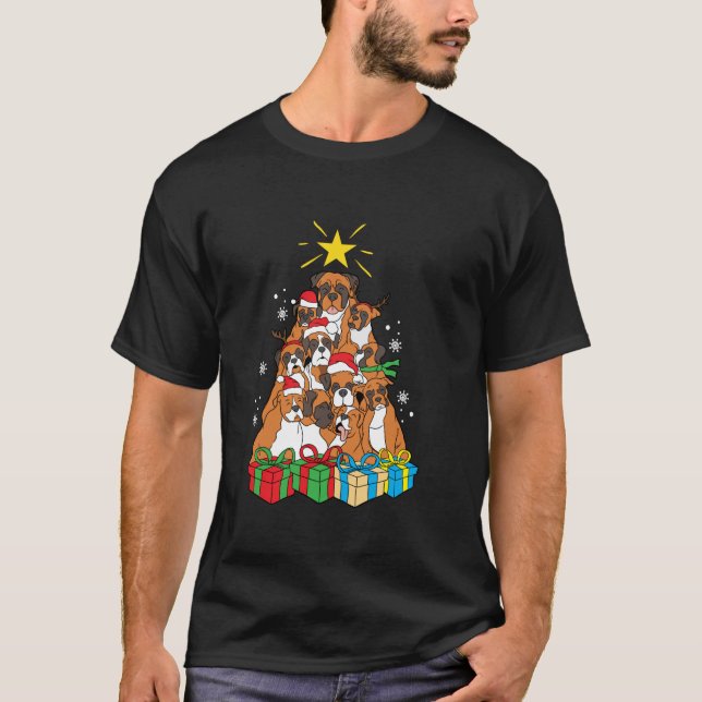 Christmas Dog Boxer Tree Holiday Gifts Dog Lover F T-Shirt (Front)