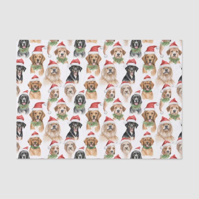 Christmas Dog Breed Pet Pattern Tissue Paper (Front)
