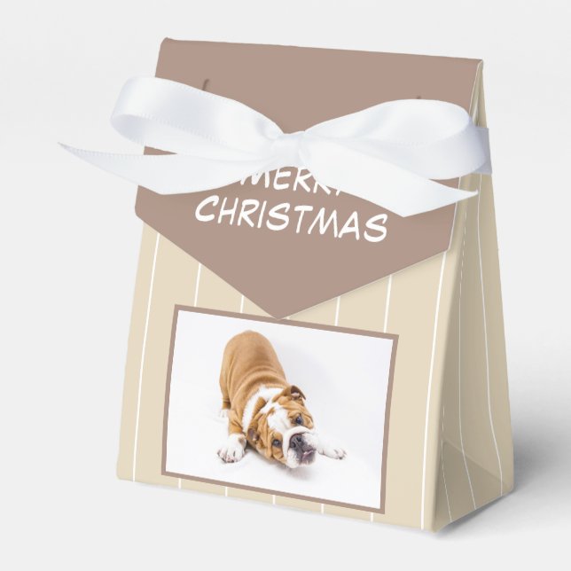 Christmas Dog Bulldog Puppy Photo Personalizable Favour Box (Front Side)