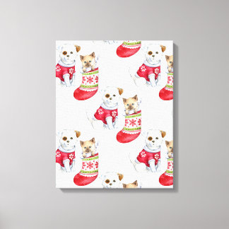 Christmas Dog & Cat Canvas Print
