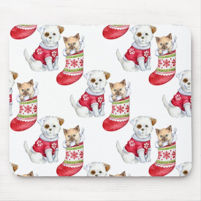 Christmas Dog & Cat Mouse Mat (Front)