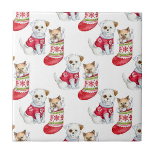 Christmas Dog & Cat Tile