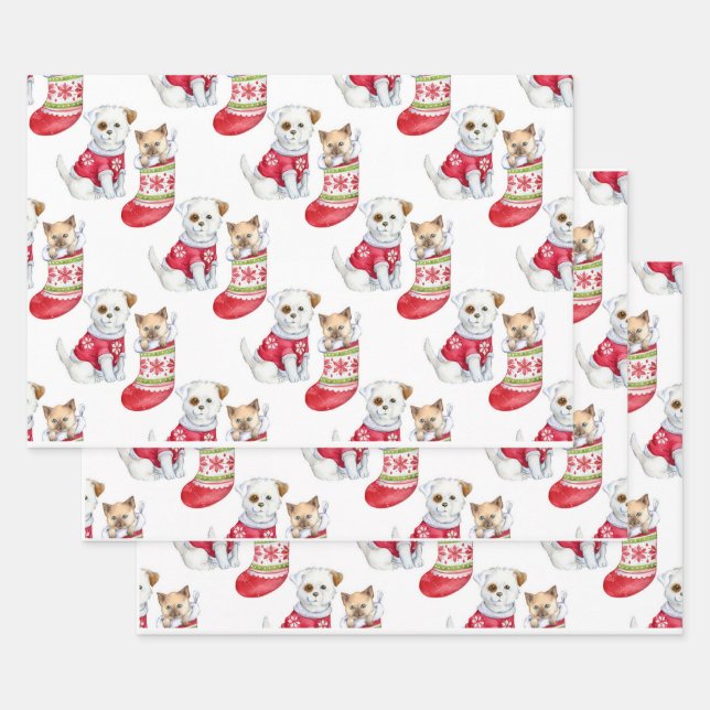 Christmas Dog & Cat Wrapping Paper Sheet (Set)