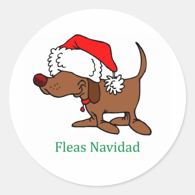 Christmas Dog Classic Round Sticker (Front)