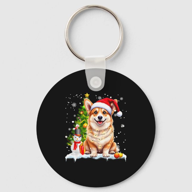 Christmas Dog Corgi Santa Xmas Wiener Women Men Ki Key Ring (Front)