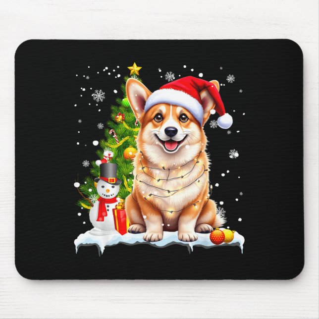 Christmas Dog Corgi Santa Xmas Wiener Women Men Ki Mouse Mat (Front)