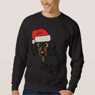 Christmas Dog Cute Dachshund Wearing Santa Hat Sweatshirt
