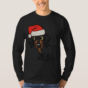 Christmas Dog Cute Dachshund Wearing Santa Hat T-Shirt