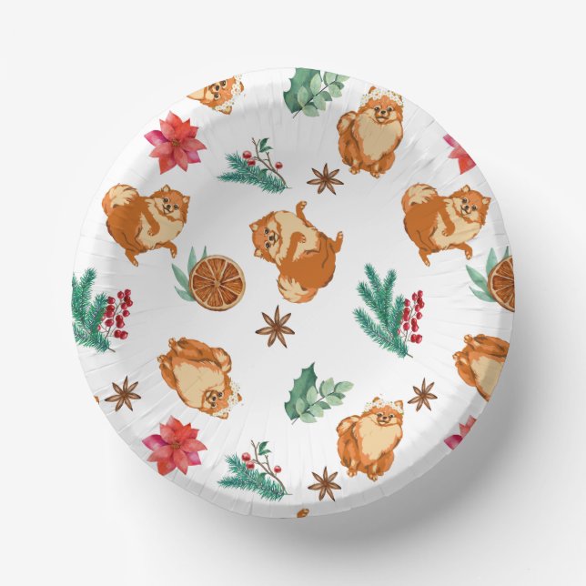 Christmas Dog Cute Festive Paper Plate (Front)
