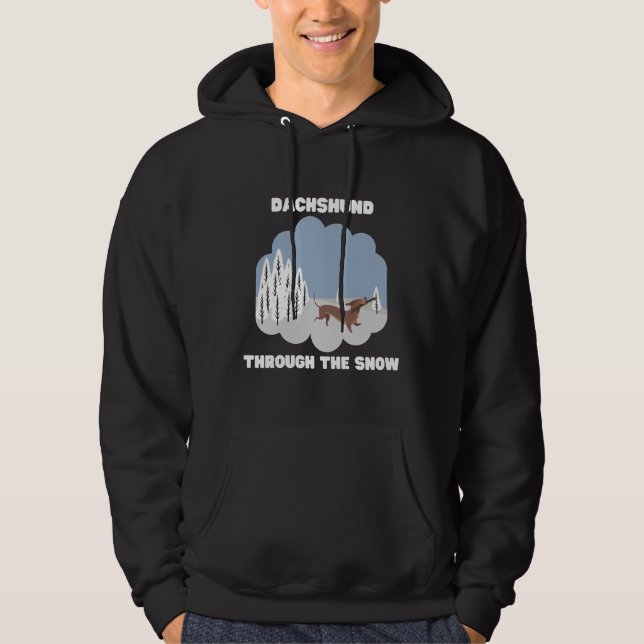 Christmas Dog Dachshund Dashing Through The Snow C Hoodie (Front)