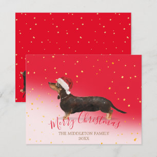 Christmas Dog Dachshund Gold Red Seasonal Greeting