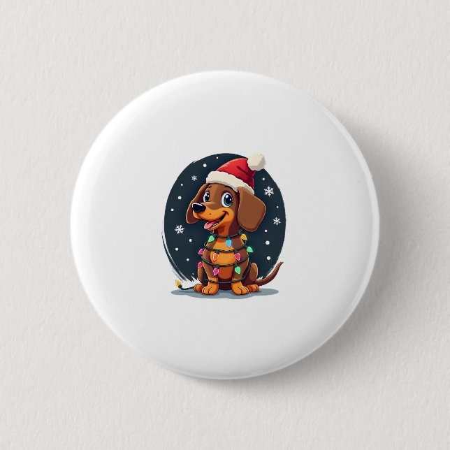 Christmas Dog Dachshund Santa Xmas Wiener 2 6 Cm Round Badge (Front)