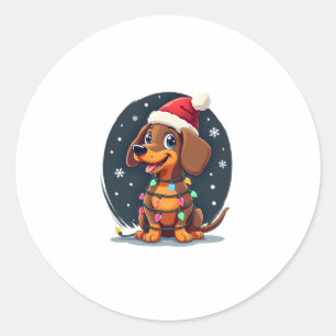 Christmas Dog Dachshund Santa Xmas Wiener 2 Classic Round Sticker
