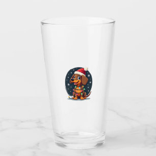 Christmas Dog Dachshund Santa Xmas Wiener 2 Glass