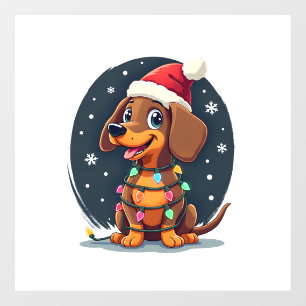 Christmas Dog Dachshund Santa Xmas Wiener 2 Window Cling