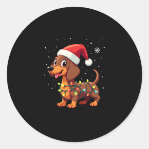 Christmas Dog Dachshund Santa Xmas Wiener 3 Classic Round Sticker