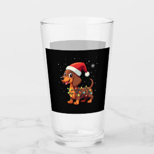 Christmas Dog Dachshund Santa Xmas Wiener 3 Glass