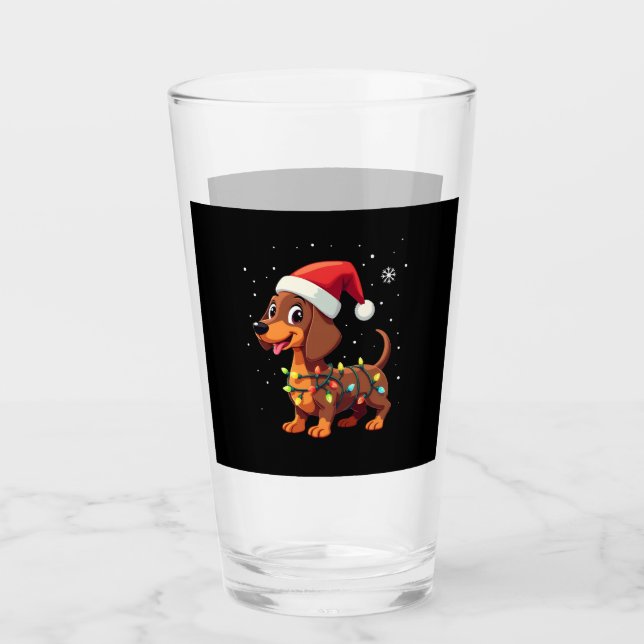 Christmas Dog Dachshund Santa Xmas Wiener 3 Glass (Front)