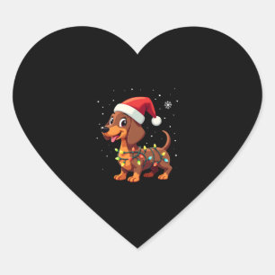 Christmas Dog Dachshund Santa Xmas Wiener 3 Heart Sticker