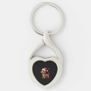 Christmas Dog Dachshund Santa Xmas Wiener 3 Key Ring