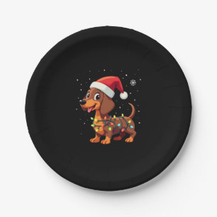 Christmas Dog Dachshund Santa Xmas Wiener 3 Paper Plate
