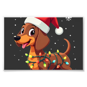 Christmas Dog Dachshund Santa Xmas Wiener 3 Photo Print