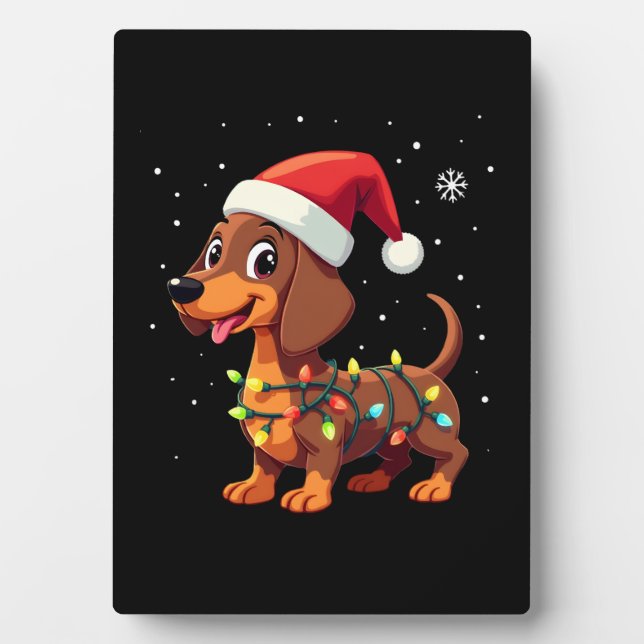 Christmas Dog Dachshund Santa Xmas Wiener 3 Plaque (Front)