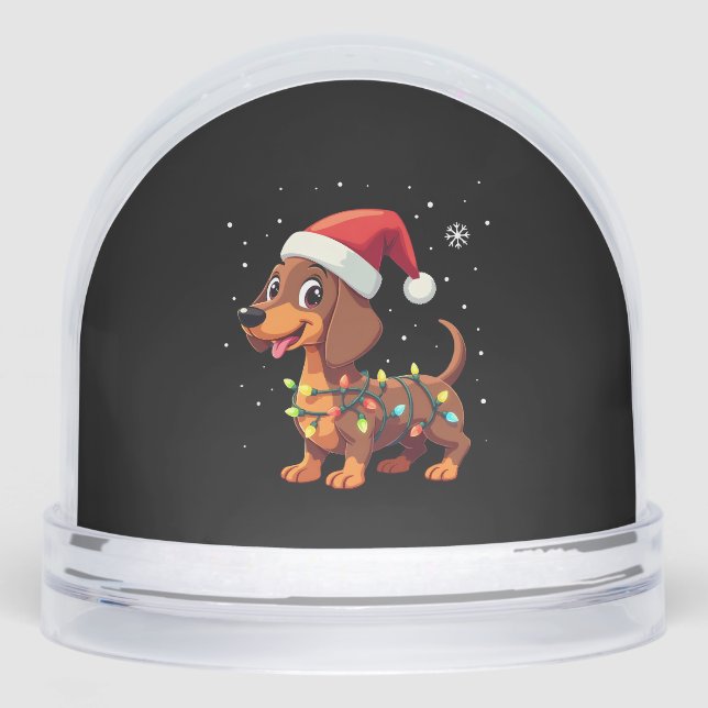 Christmas Dog Dachshund Santa Xmas Wiener 3 Snowglobe (Front)