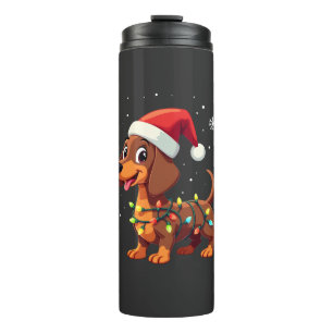 Christmas Dog Dachshund Santa Xmas Wiener 3 Thermal Tumbler