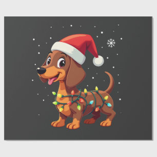 Christmas Dog Dachshund Santa Xmas Wiener 3 Wrapping Paper