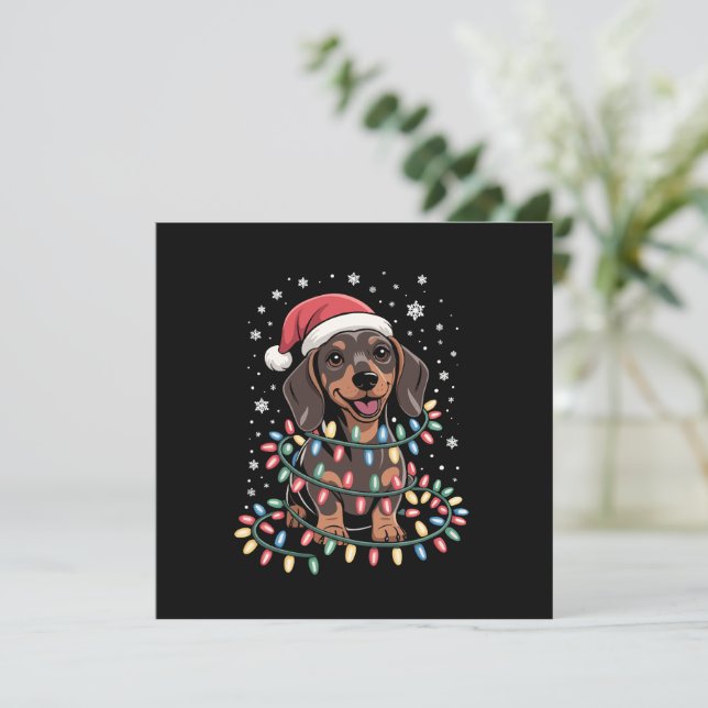 Christmas Dog Dachshund Santa Xmas Wiener Invitation (Standing Front)