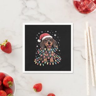 Christmas Dog Dachshund Santa Xmas Wiener Napkin