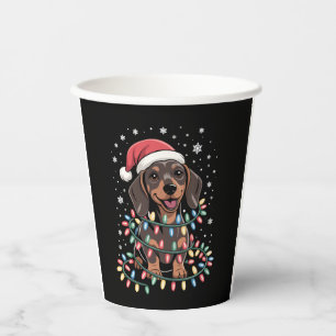 Christmas Dog Dachshund Santa Xmas Wiener Paper Cups