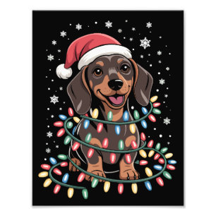 Christmas Dog Dachshund Santa Xmas Wiener Photo Print