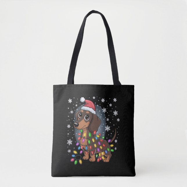 Christmas Dog Dachshund Santa Xmas Wiener Tote Bag (Front)