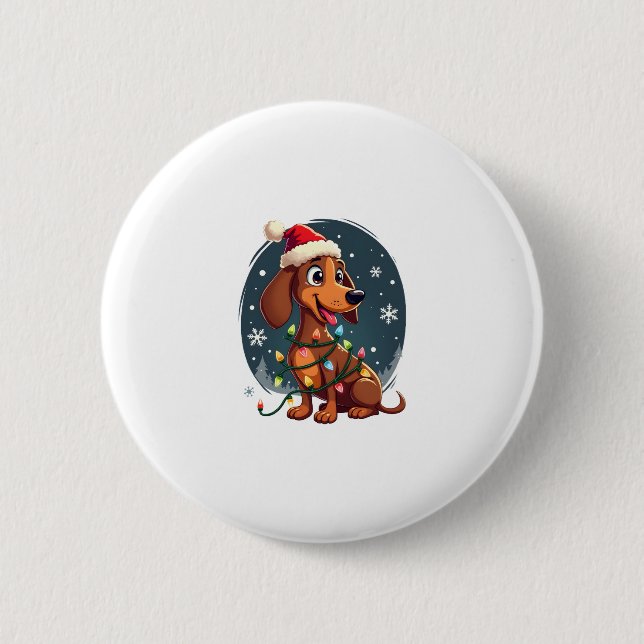 Christmas Dog Dachshund Santa Xmas Wiener Women Me 6 Cm Round Badge (Front)