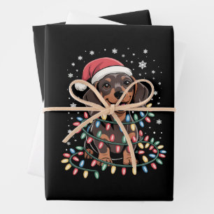 Christmas Dog Dachshund Santa Xmas Wiener Wrapping Paper Sheet