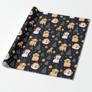 christmas dog dogs holiday christmas tree pattern wrapping paper