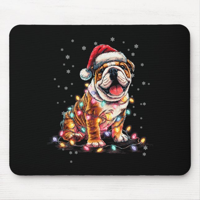 Christmas Dog English Bulldog Santa Xmas Women Men Mouse Mat (Front)
