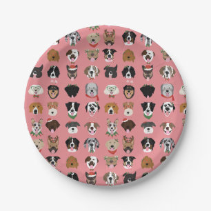 Christmas Dog Face Pattern Paper Plate