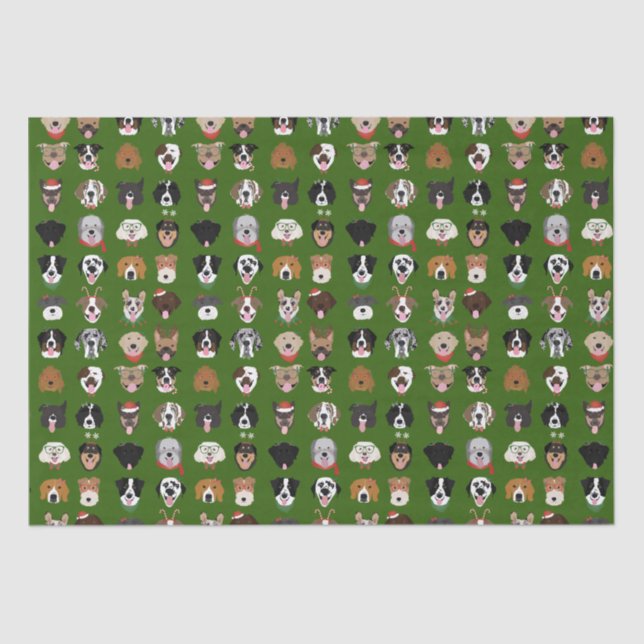 Christmas Dog Face Pattern Tissue Paper (Front)